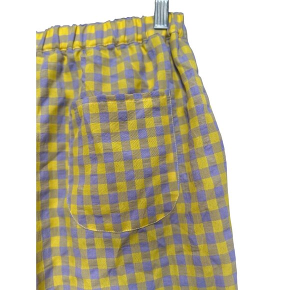 Anthropologie Find Me Now Gingham Wide Leg Pants Women Small Yellow Purpe Dainty - Picture 15 of 16
